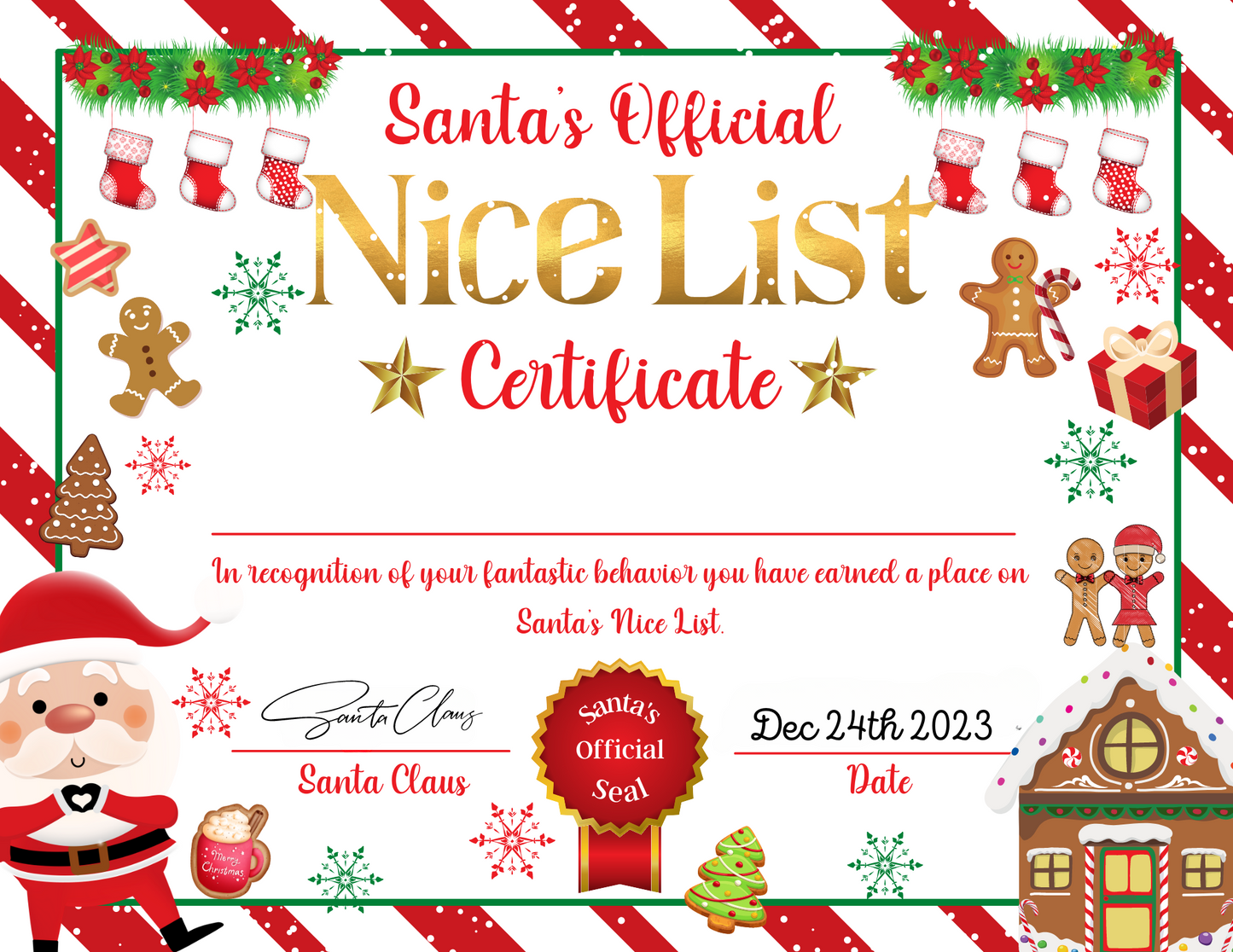 Santa Nice List Certificate