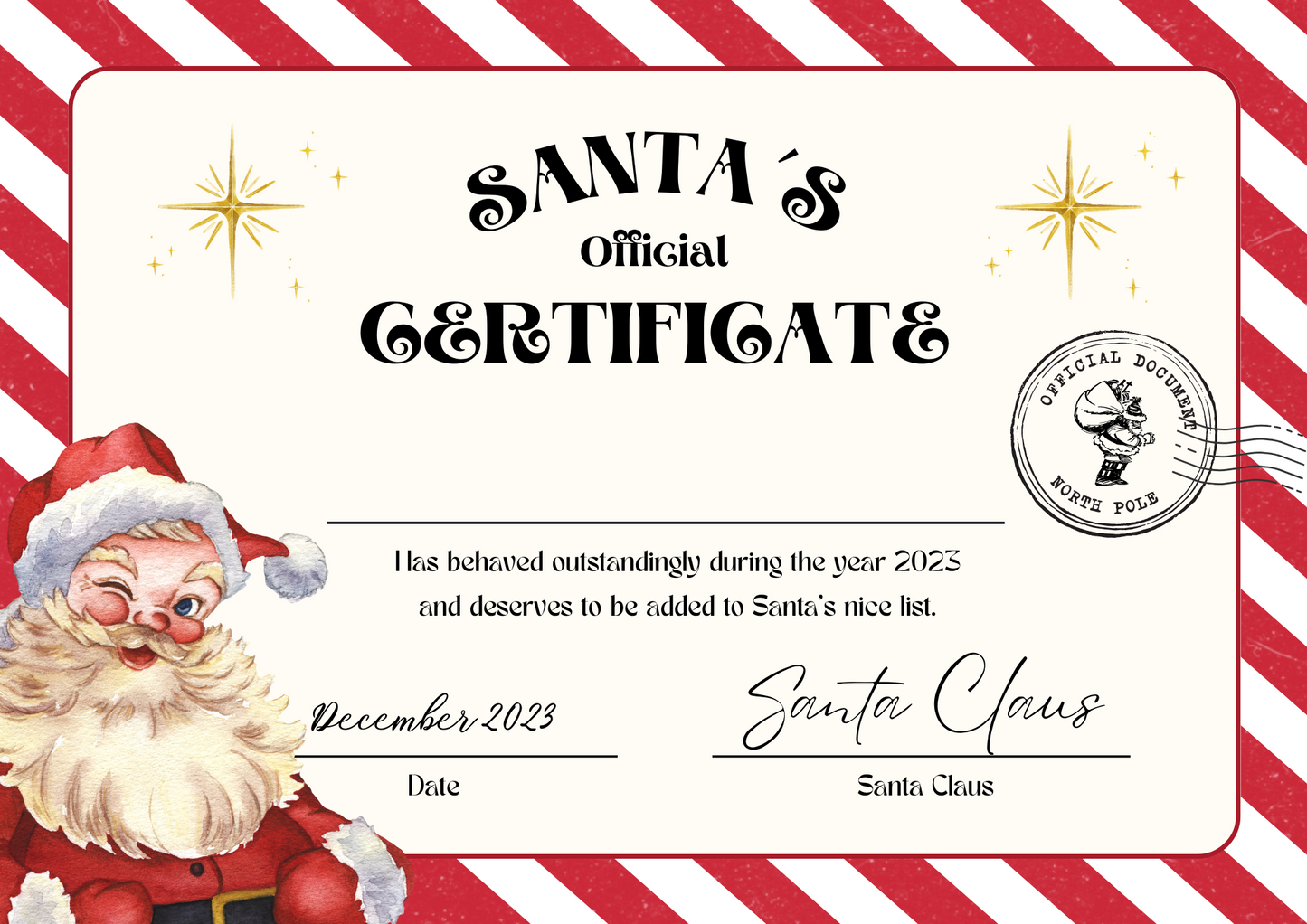 Santa Nice List Certificate